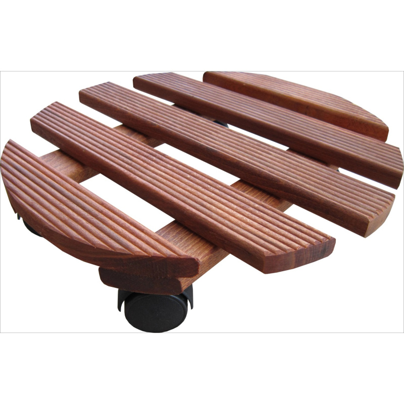 OBI Vozík pod květináč kulatý rýhovaný buk Mahagoni, pr. 30 cm