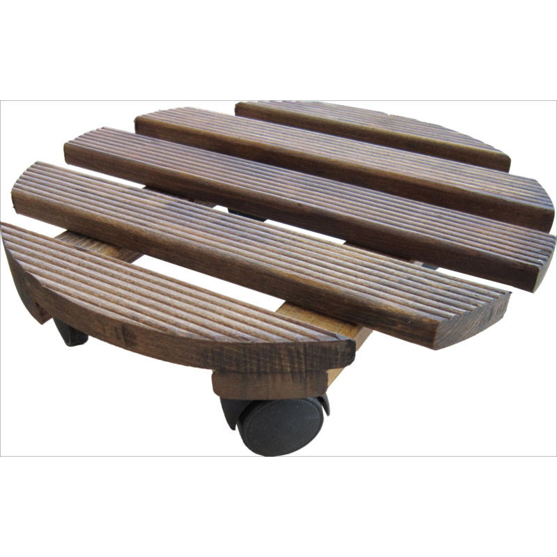 OBI Vozík pod květináč kulatý rýhovaný tmavě hnědý, pr. 30 cm