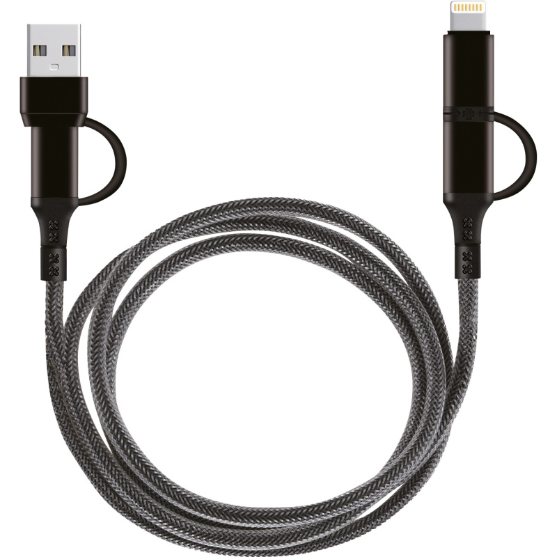Nabíjecí a datový kabel 4v1, USB-A/USB-C/Lightning, černá