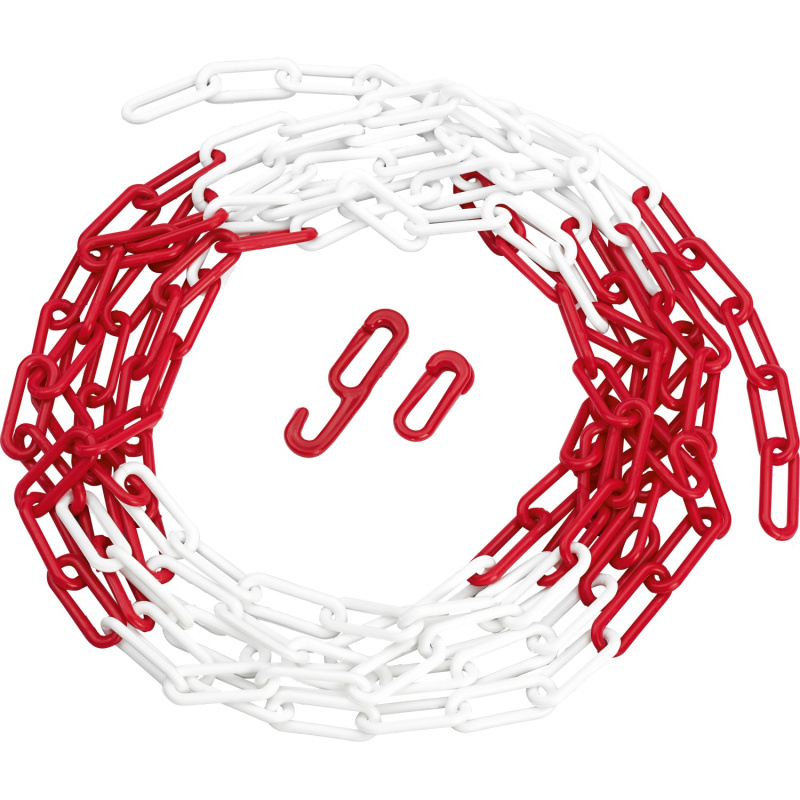 LUX Plastový řetěz dlouhočlánkový kulatý, červeno-bílý pr. 6 mm x 5 m