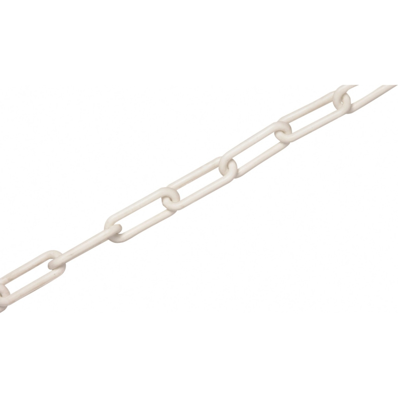 LUX Plastový řetěz dlouhočlánkový kulatý, bílý, pr. 6 mm - metráž