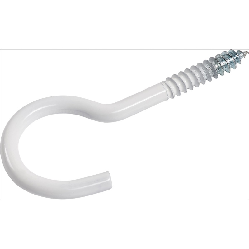 LUX Šroubovací hák ohnutý pozinkovaný pr. 3,3 mm x 60 mm, bílý, 4 ks