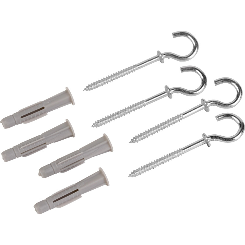 LUX Zahnutý šroubovací hák pozink s hmoždinkou s límcem 6 mm x 41 mm, 4 ks