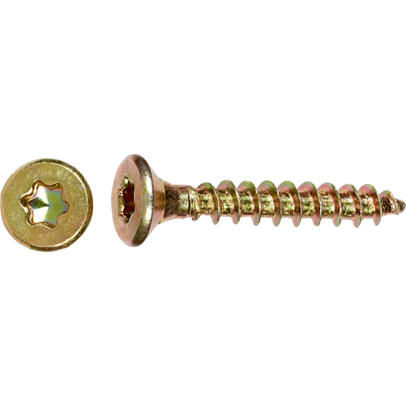 Uni vrut se zápustnou hlavou TX8 plný závit žlutě pozink. 2,5 x 12 mm, 80 ks