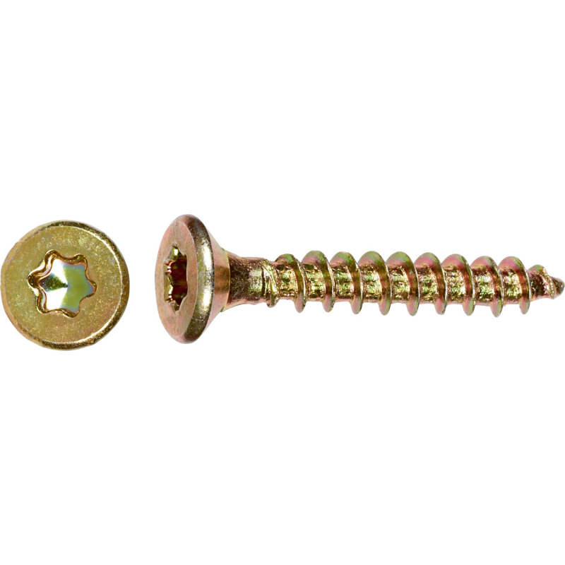Uni vrut se zápustnou hlavou TX30 plný závit žlutě pozink. 6 x 40 mm, 10 ks