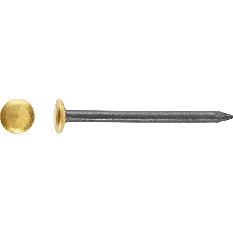 LUX Ocelový hřebík s mosaznou čočkovou hlavou průměr 2 mm x 20 mm modřený, 20 ks