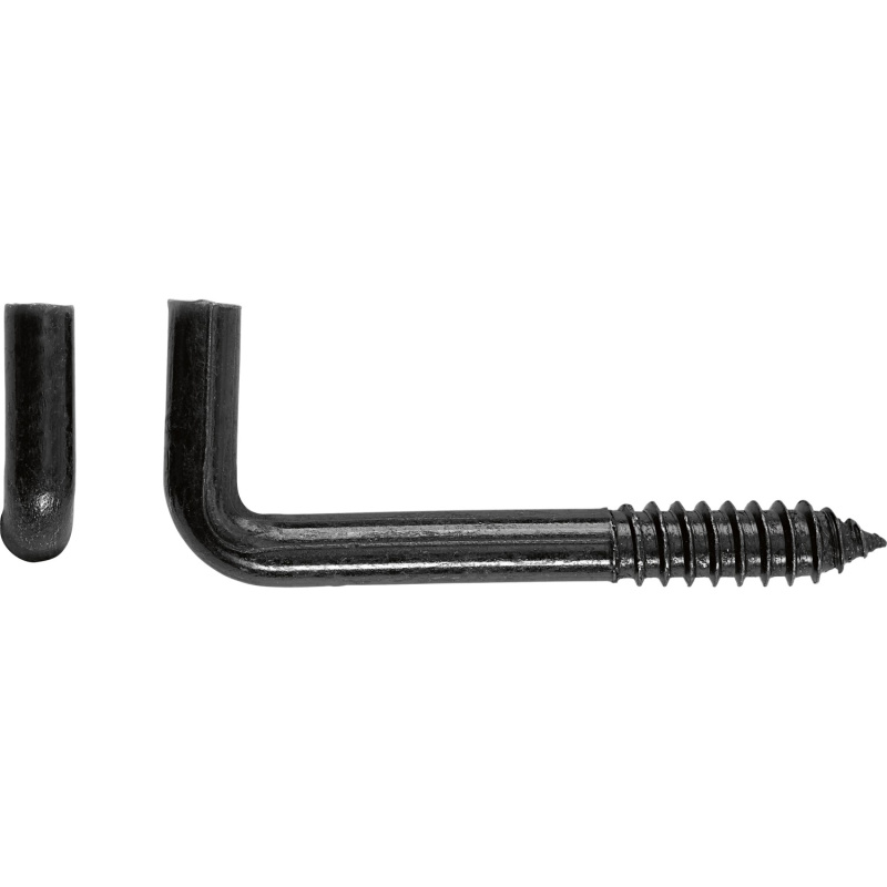 Šroubovací hák černý rovný, pr. 4 x 30 mm, 6 ks