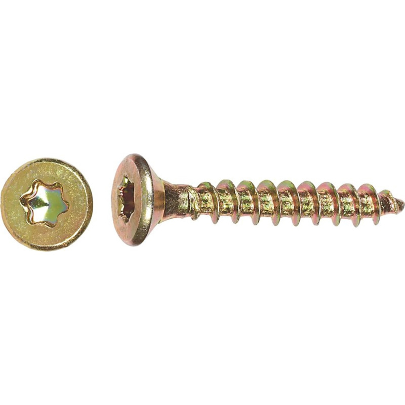 Uni vrut se zápustnou hlavou TX20 plný závit žlutě pozink. 4x20 mm-na váhu