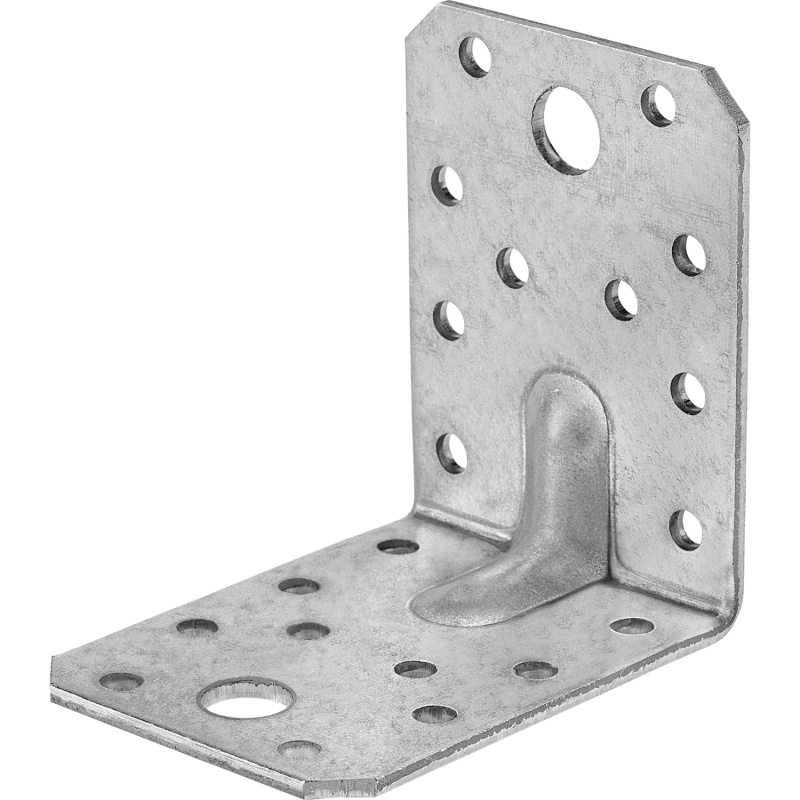 Spojovací úhelník s výztužným žebrem, pozinkovaný, 70 mm x 70 mm x 55 mm