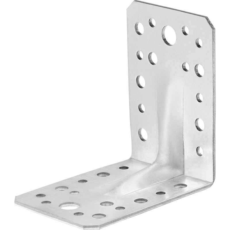 Spojovací úhelník s výztužným žebrem, pozinkovaný, 90 mm x 90 mm x 65 mm