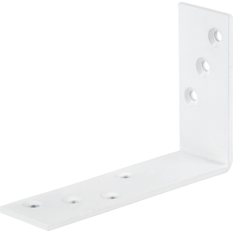 Konstrukční úhelník, bílý, práškový nástřik, 120 mm x 80 mm x 35 mm