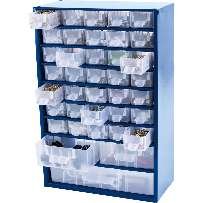 LUX Ocelový dílenský organizér, 38 zásuvek, 31 x 16 x 46,5 cm