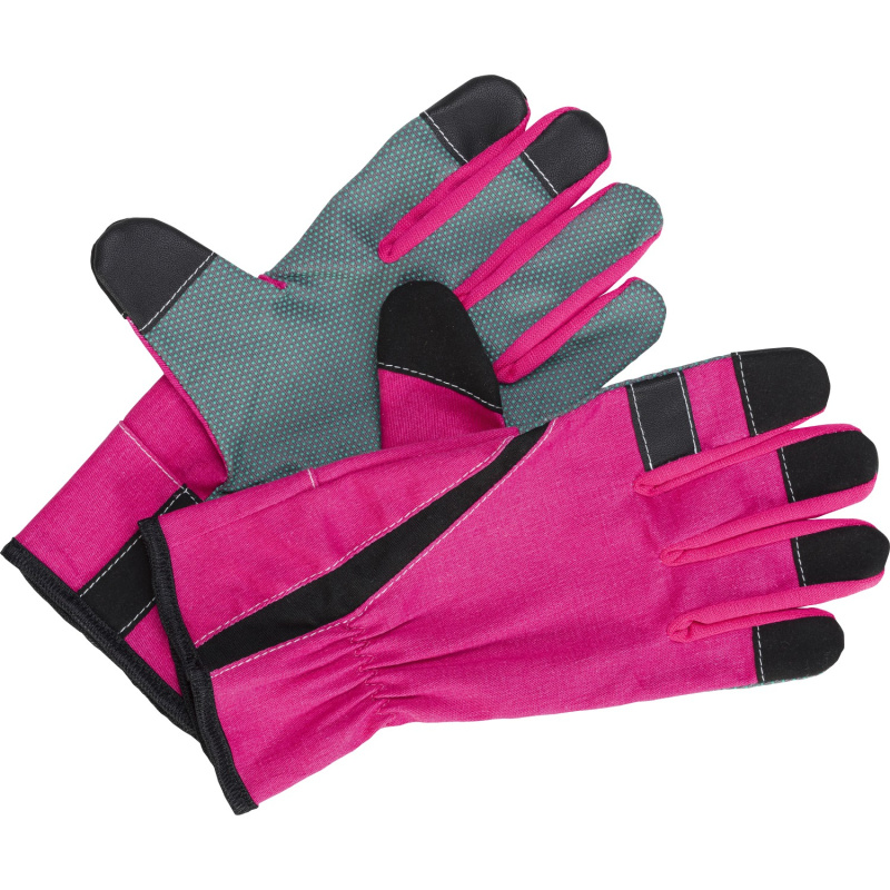 Zahradnické rukavice s nopky z PVC křiklavě růžové velikost 9