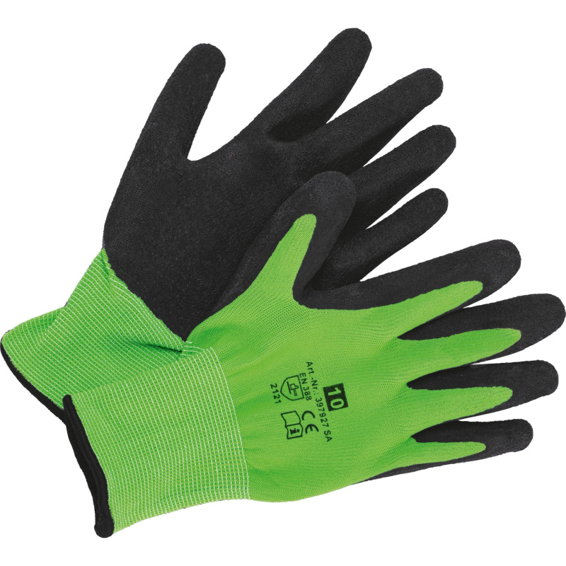 Zahradní rukavice s částečnou latexovou úpravou, zelené, vel. 9