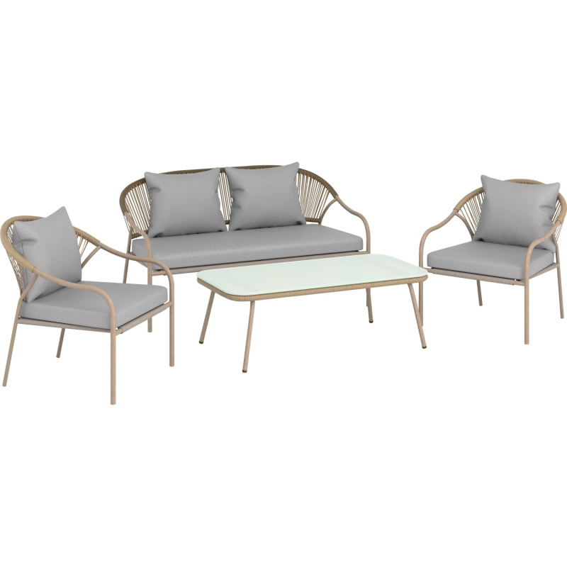 OBI Sestava zahradního nábytku Bryson polyratan, přírodní/šedá 4dílná