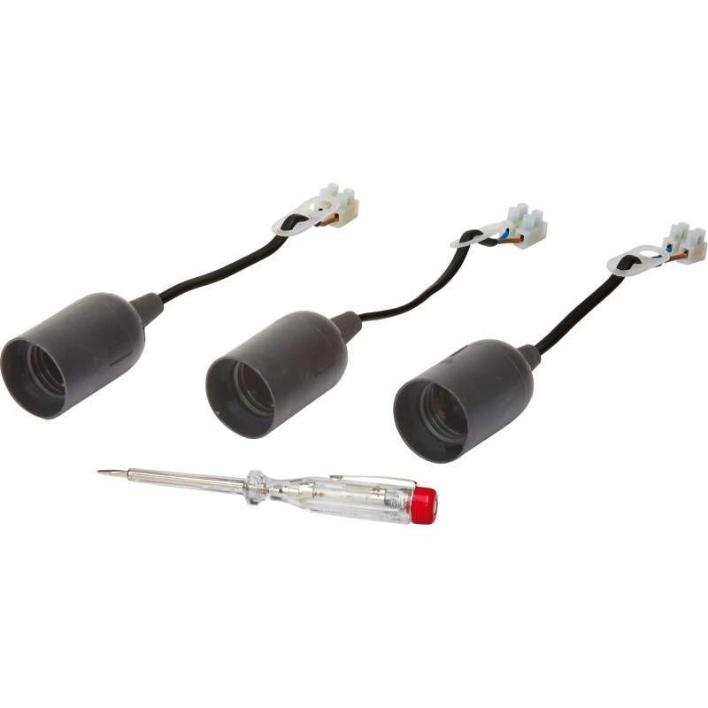 OBI Objímka žárovky E27 se zkoušečkou napětí černá, 3 ks