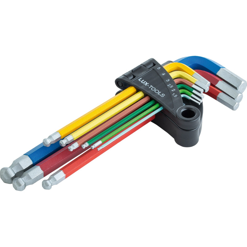 LUX-TOOLS Sada úhlových klíčů Hex, 9dílná (1,5/2/2,5/3/4/5/6/8/10 mm)