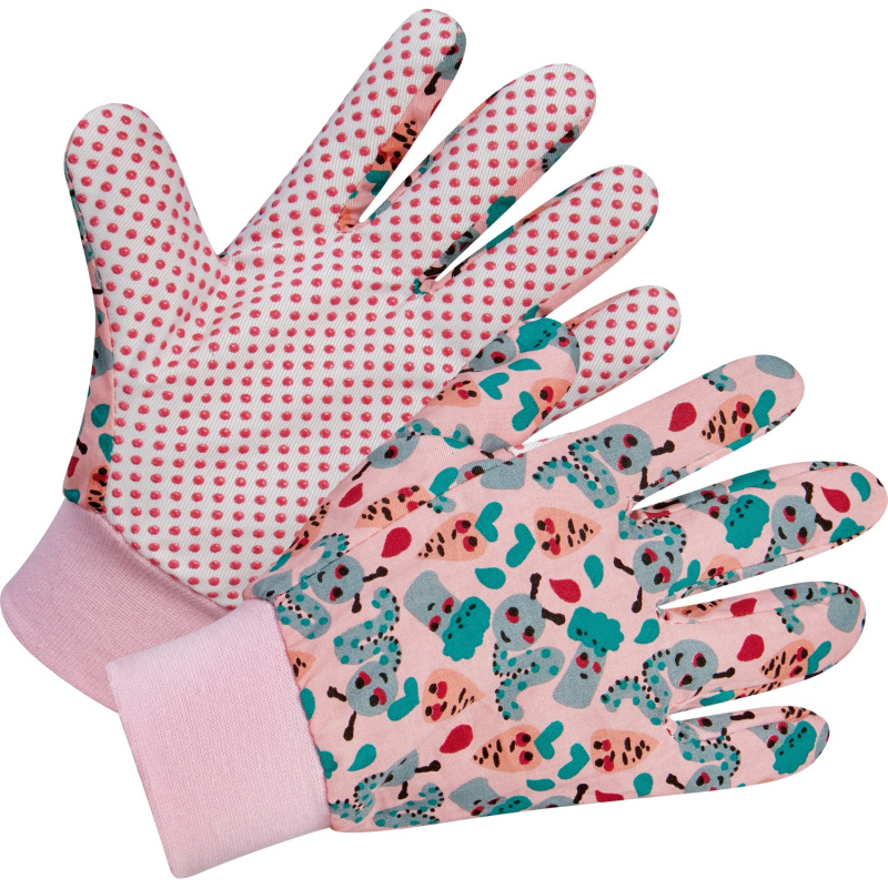 Dětské rukavice s potiskem červů, růžová, vel. 5