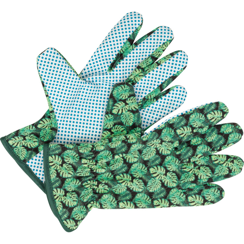 Bavlněné pracovní rukavice s motivem džungle, zelená, vel. 8