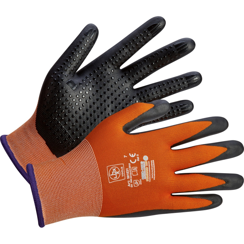 LUX-TOOLS Pracovní rukavice černo-oranžové vel. 7
