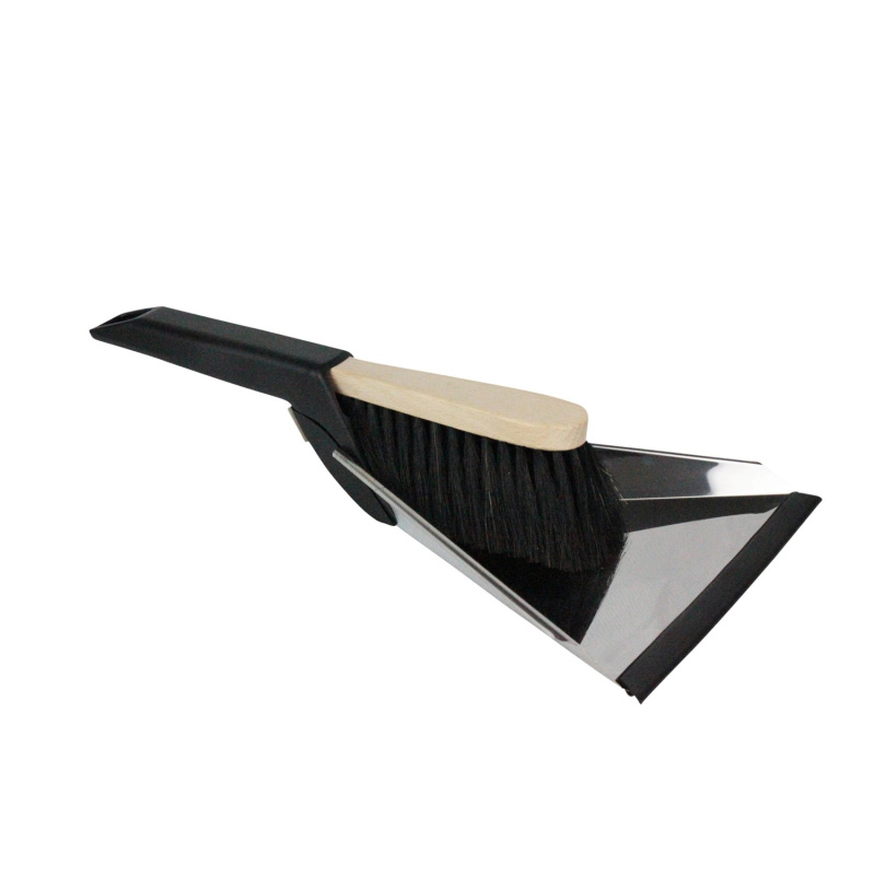 LUX Nerezová zametací sada s dřevěným smetáčkem a pružnou hranou