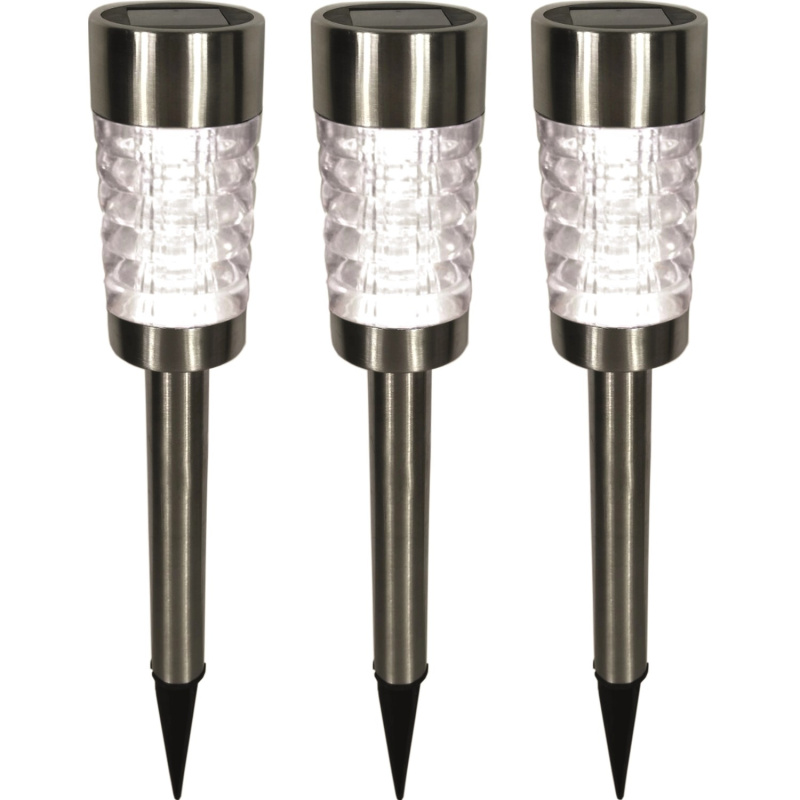 Solární svítidlo s bodcem, IP44, nerezová ocel, 3 ks