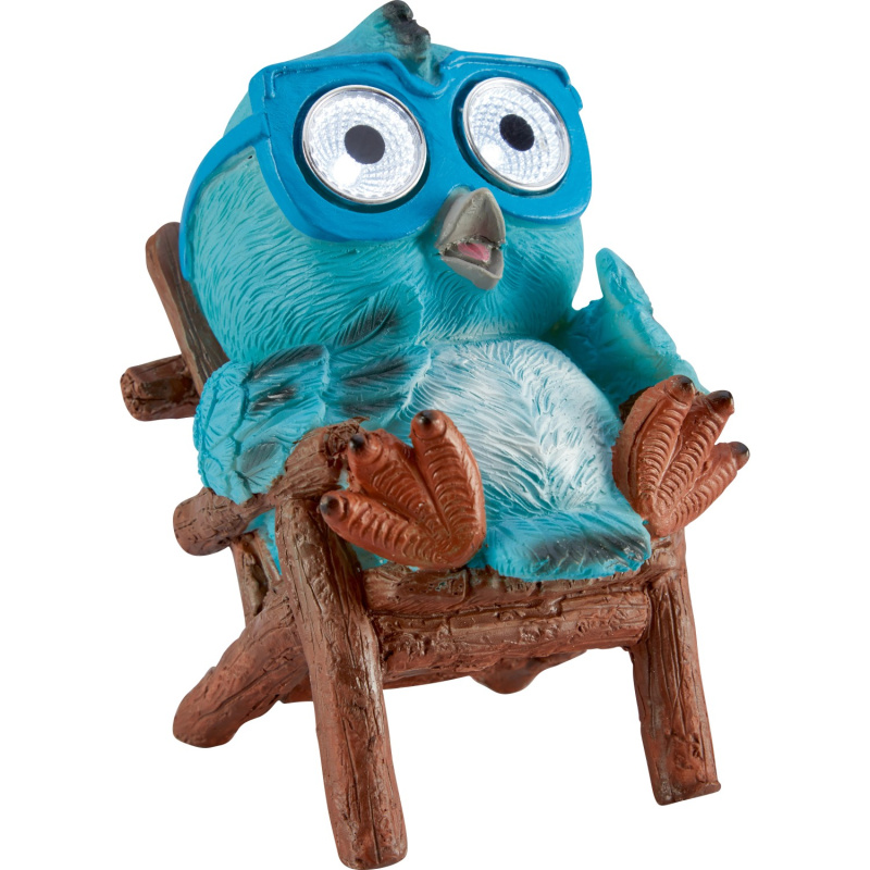 BWO Solární LED dekorativní figurka ptáček modrý 8 x 11 x 15 cm