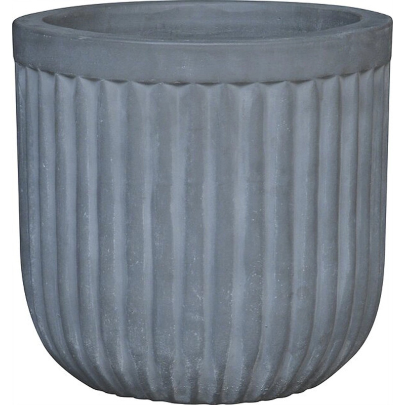Terakotový květináč Terra Groove strukturovaný greige/světle šedá pr. 28 x 27 cm