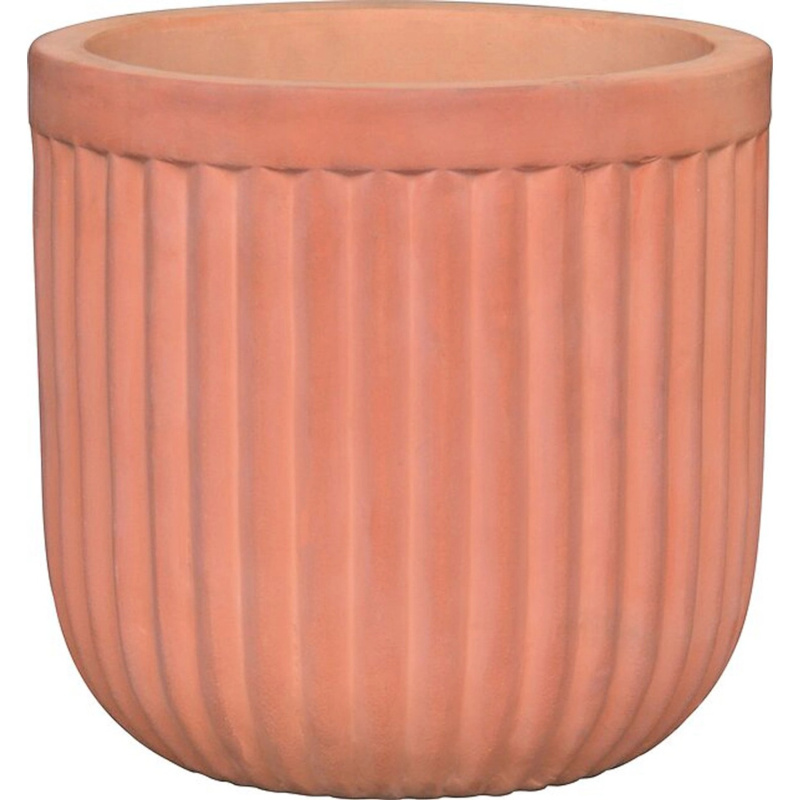 Terakotový květináč Terra Groove strukturovaný přírodní terakota pr. 21 x 20 cm