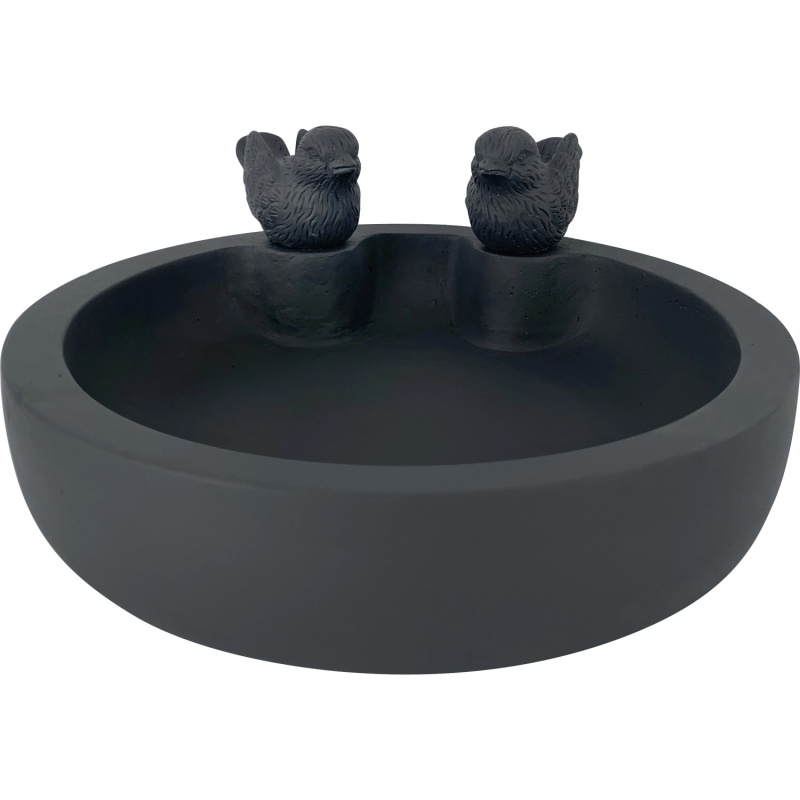 Pítko pro ptáky s figurkami, tmavě šedá, 28 x 29 x 9,5 cm