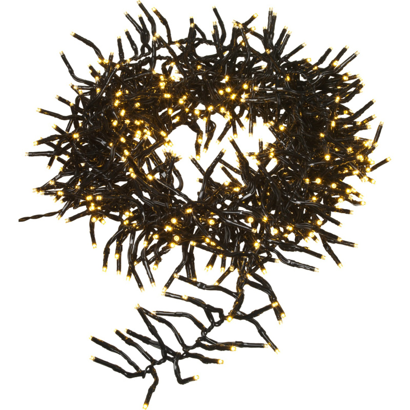 LED světelný řetěz se světly v trsu, 576 diod teplá bílá, černý kabel, 7,2 m