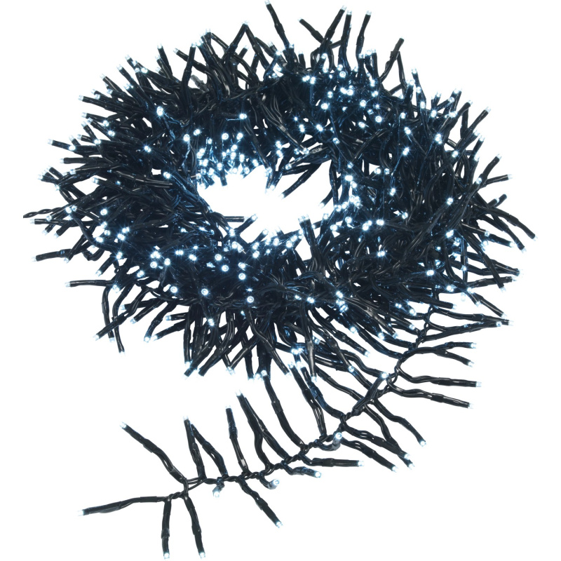 LED světelný řetěz se světly v trsu, 250 diod teplá bílá, černý kabel, 6 m