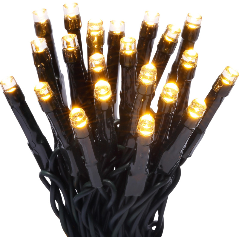 VLC LED světelný řetěz 80 x LED teplá bílá, 8funkcí, IP44, zelený, 8,92 m