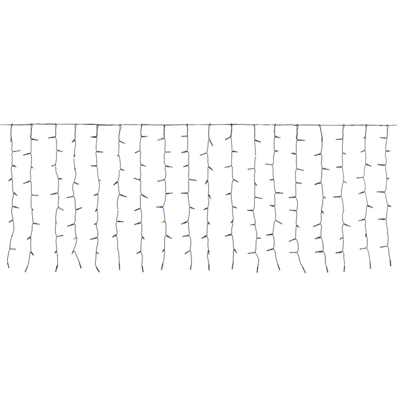 LED závěs 240 LED více barev, zelený kabel, 4,9 m