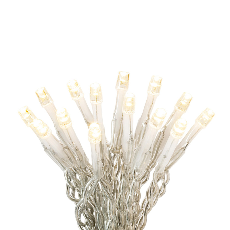 VLC LED světelný řetěz 140 x LED teplá bílá, 8funkcí, IP44, průhledný, 15,42 m