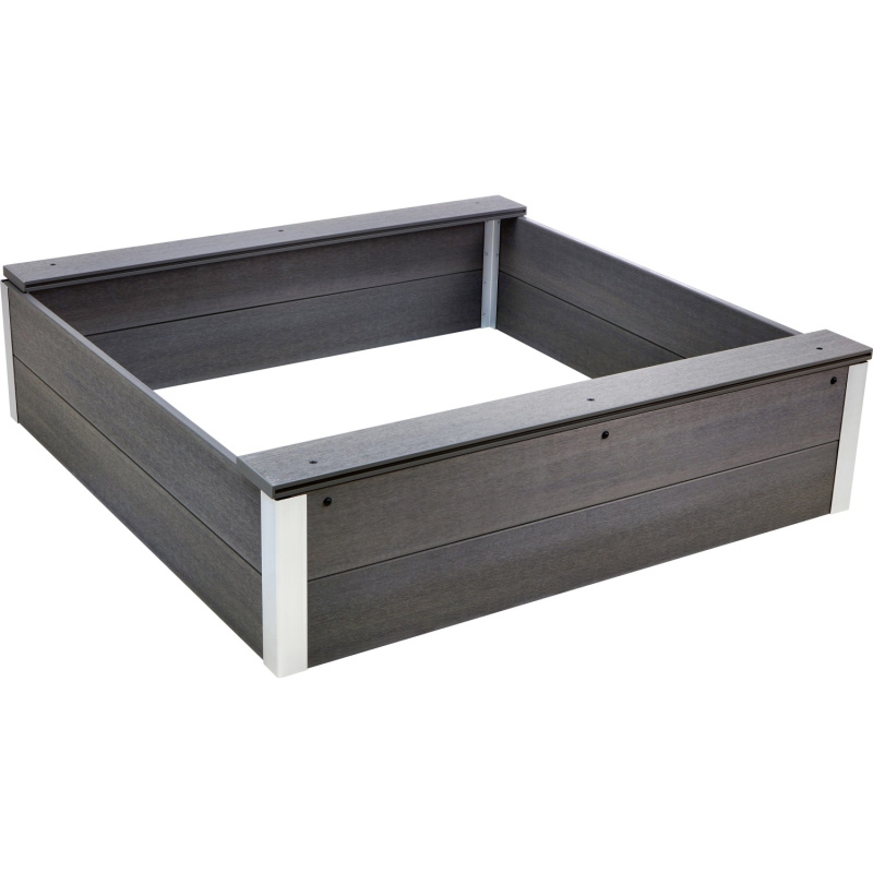 Pískoviště z WPC, šedá, 110 x 110 x 32 cm