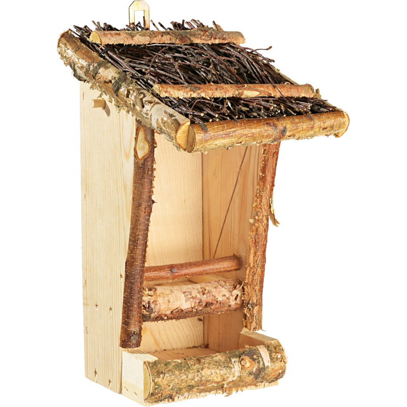 Krmítko pro ptáky s proutěnou střechou malé