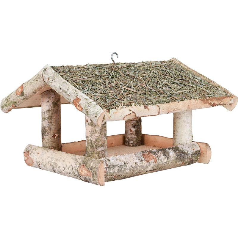 Krmítko pro ptáky bříza se stříškou ze sena velké 30 cm x 39 cm x 26 cm