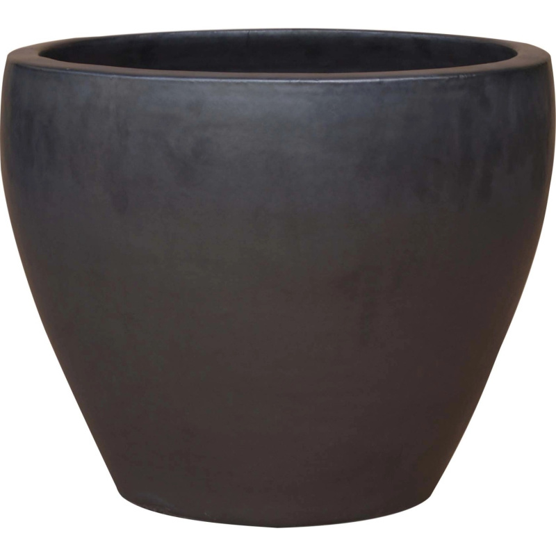 Kónický květináč glazovaný terakota, antracitový, pr. 18 x 18 cm