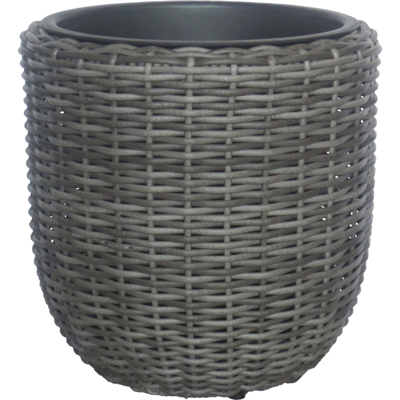 Květináč polyratan, šedý, pr. 44 x 44 cm