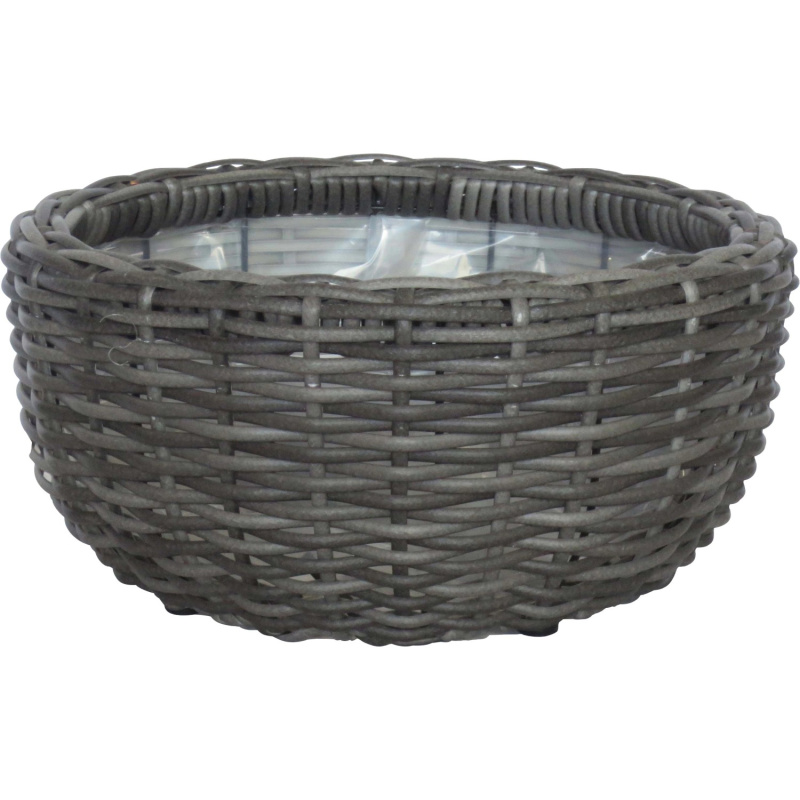 Miska na rostliny, polyratan, šedá, pr. 35 x 17 cm
