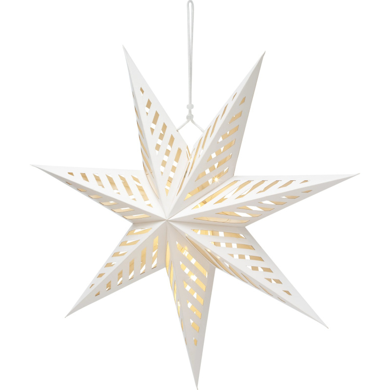 Papírová hvězda s LED osvětlením, 10 diod, bílá, 45 x 45 x 17 cm