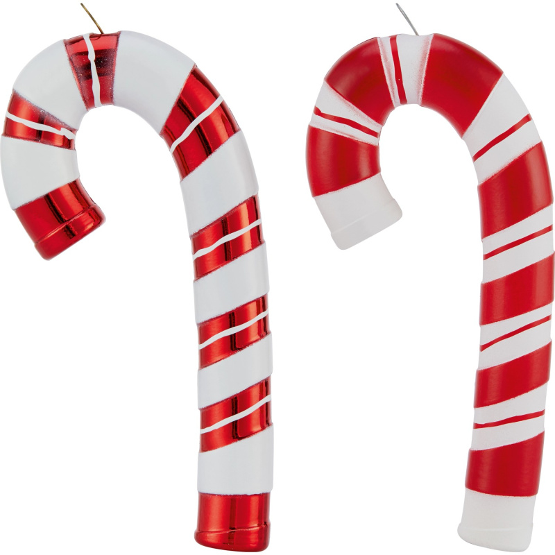 Ozdoby na vánoční stromeček cukrová hůl, bílá/červená, 4 ks