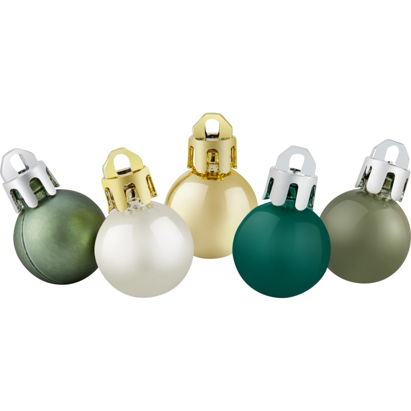 Sada vánočních koulí, zelená/zlatá, pr. 2 cm, 36 ks