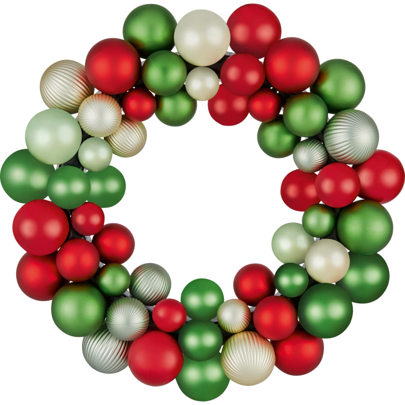 Věnec z vánočních koulí, červená/zelená, pr. 35 cm