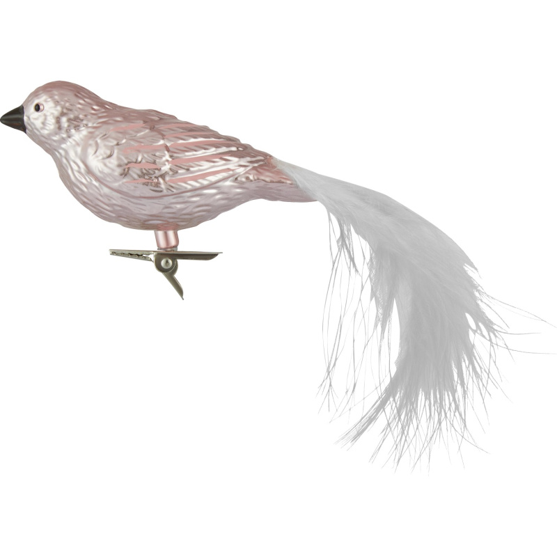 Sada vánočních ozdob ptáčci na klipu plastový růžový 65 x 94 mm, 2 ks