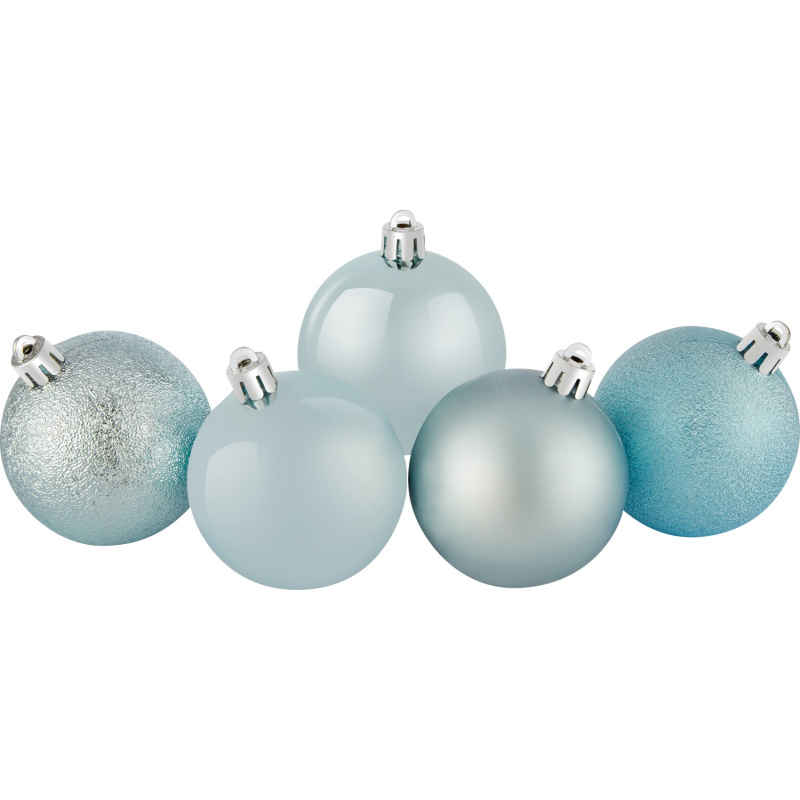 Sada vánočních ozdob koule plastové matné/lesklé studené modré pr. 6 cm, 25 ks