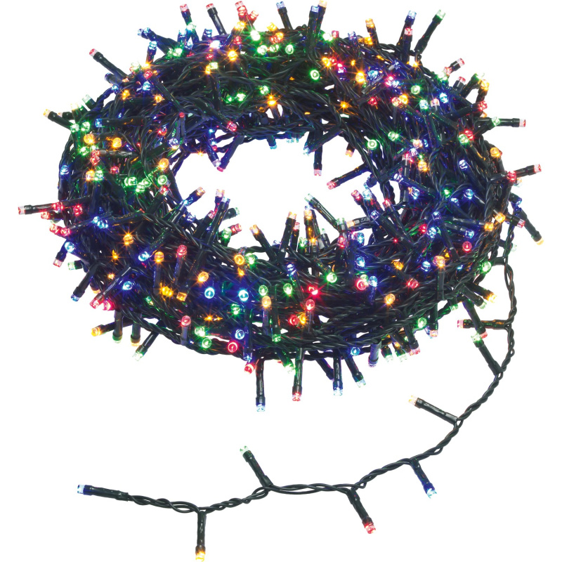 Vánoční LED světelný řetěz, 600 vícebarevných diod, 24 m