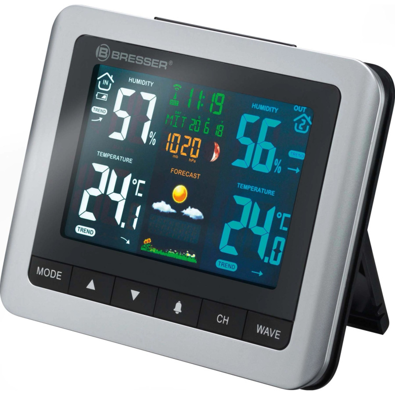 Meteostanice, stříbrná/černá