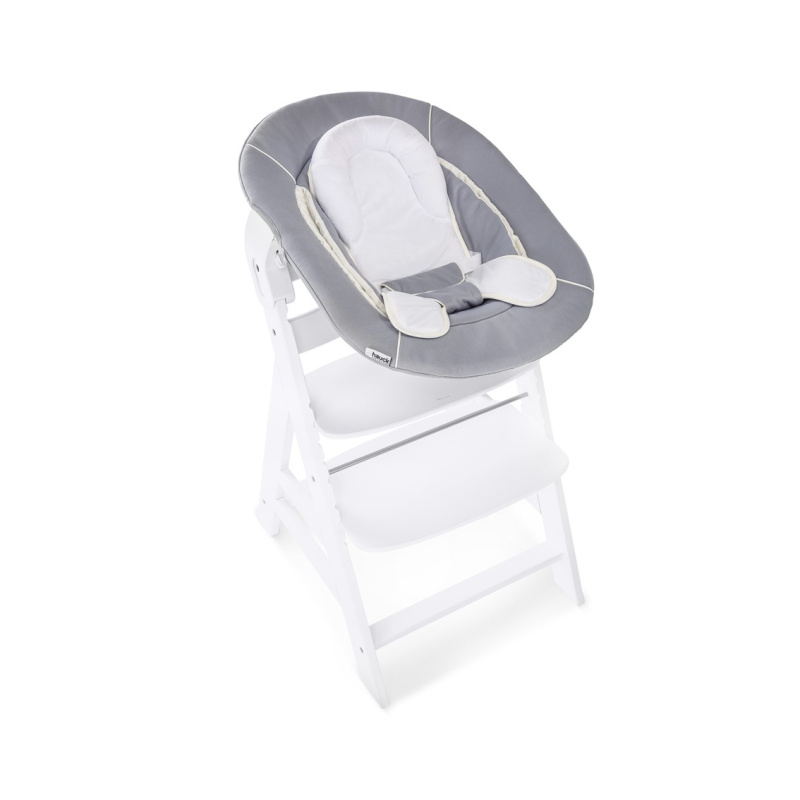 Hauck Alpha+ dřevěná židle+novorozenecký Newborn set, 0m+, White Grey